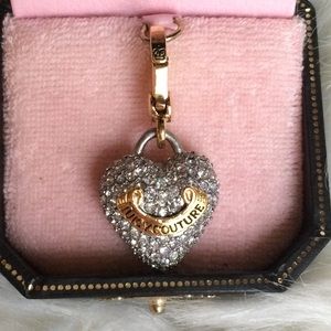 NWOT Juicy Couture Pave Puffy Banner Heart Charm